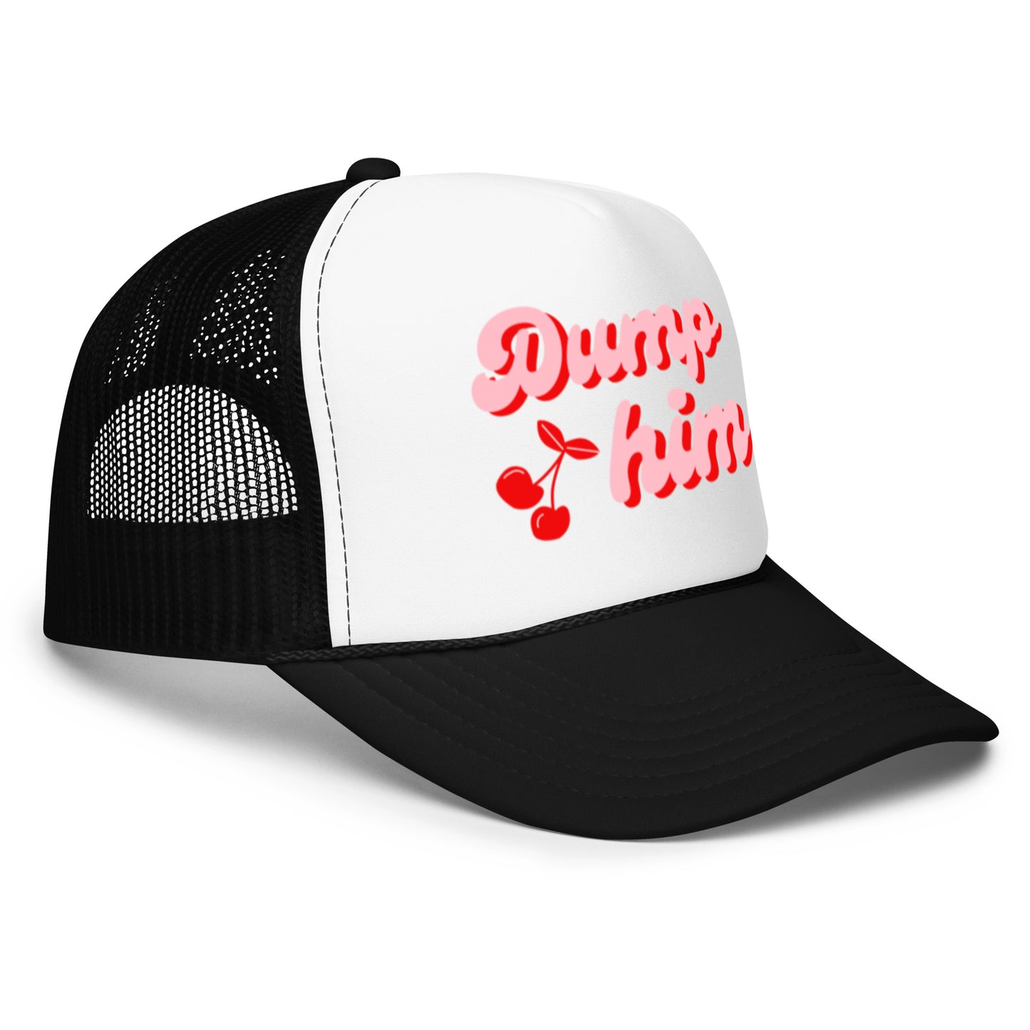Dump Him Pink Cherry Graphic trucker hat Frankie Said Meow