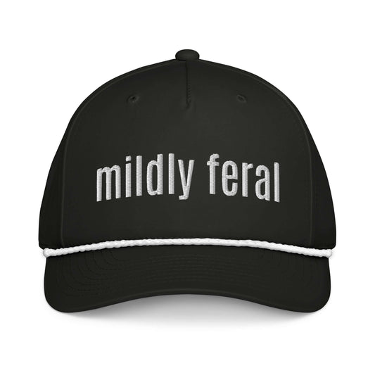 Black Mildly Feral embroidered rope hat