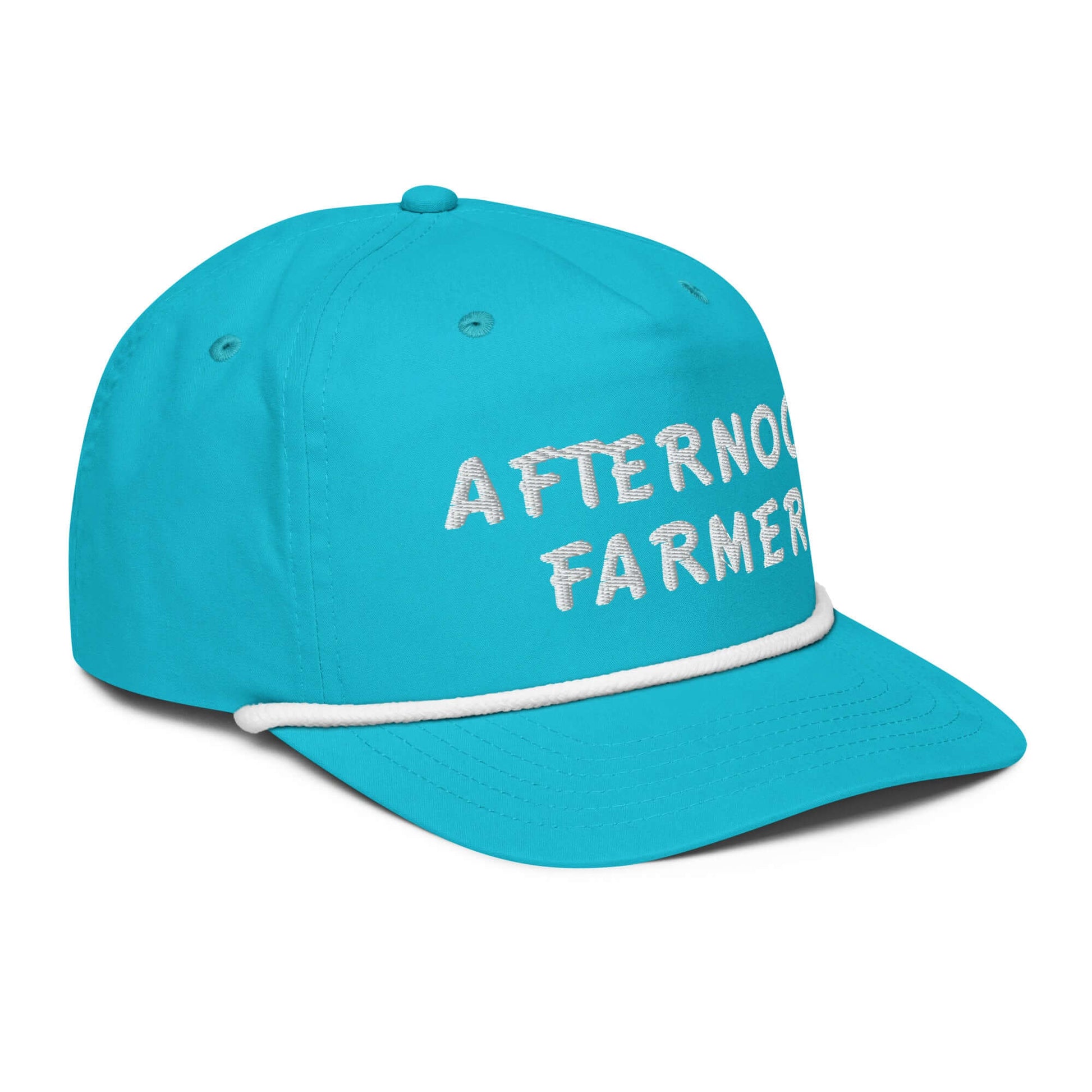 Frankie Said Meow golf rope hat that says Afternoon Farmer