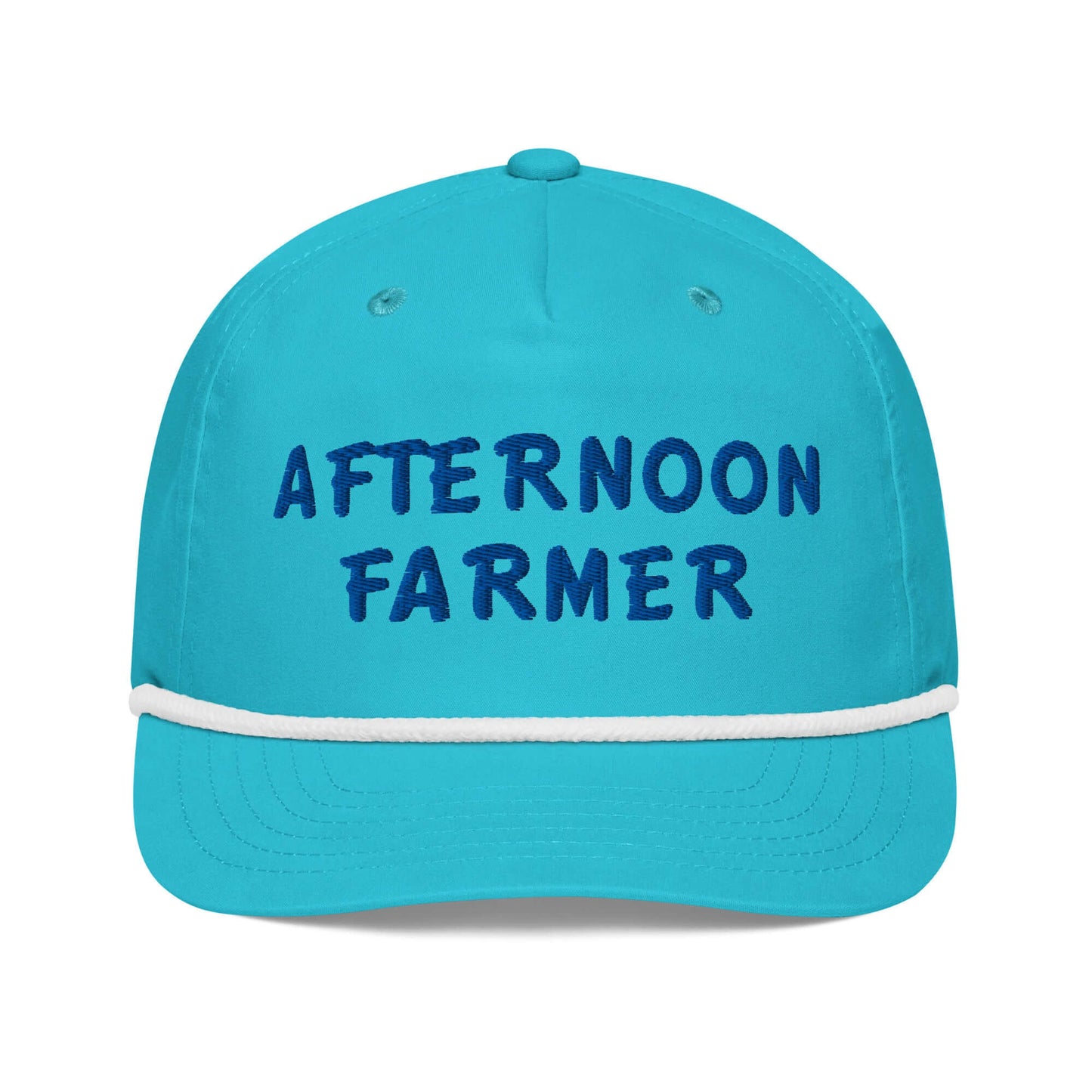 “Afternoon Farmer” embroidery on Frankie Said Meow’s turquoise rope hat