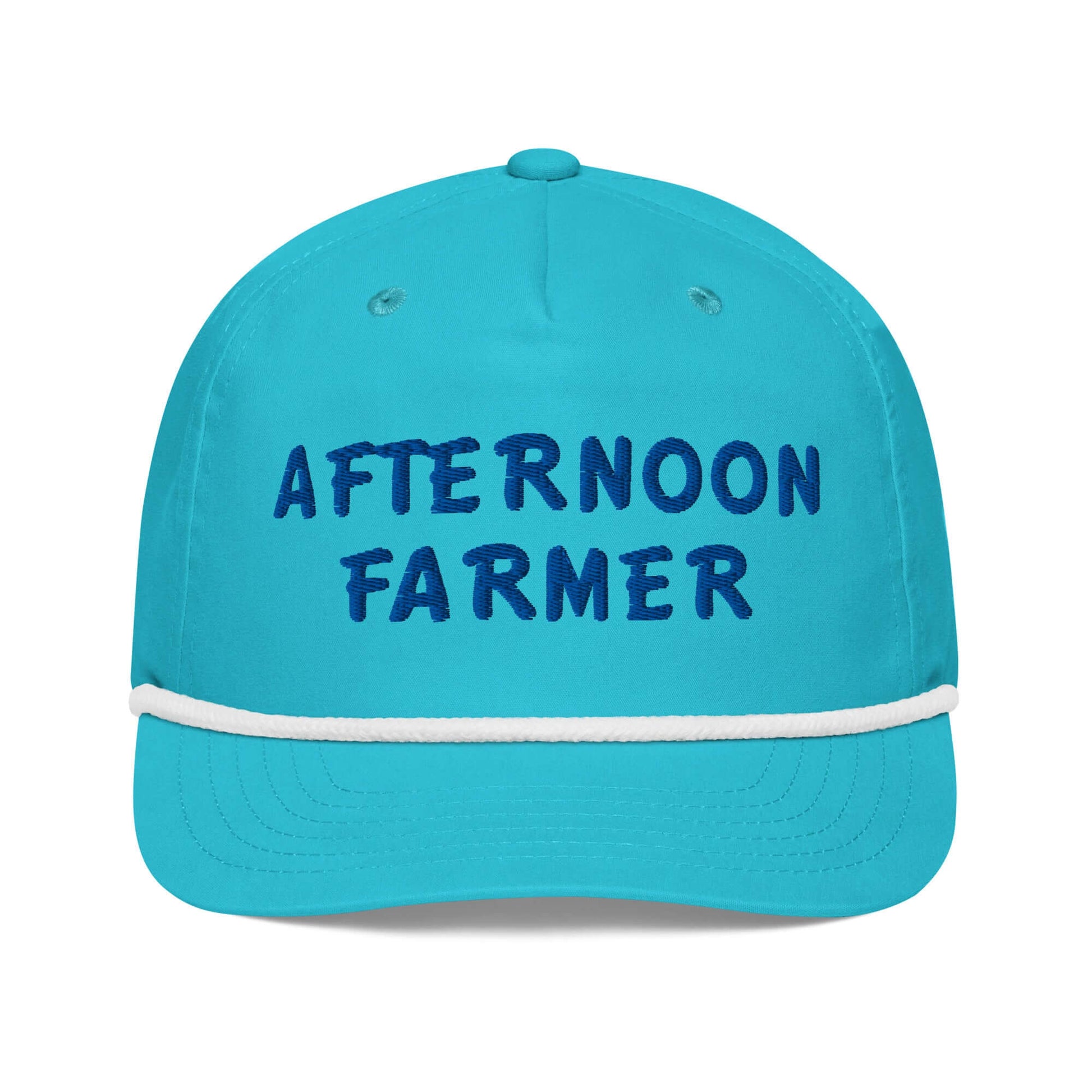 “Afternoon Farmer” embroidery on Frankie Said Meow’s turquoise rope hat