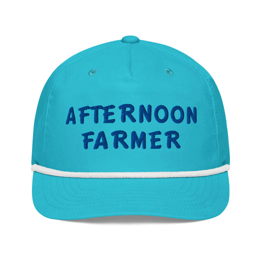 “Afternoon Farmer” embroidery on Frankie Said Meow’s turquoise rope hat