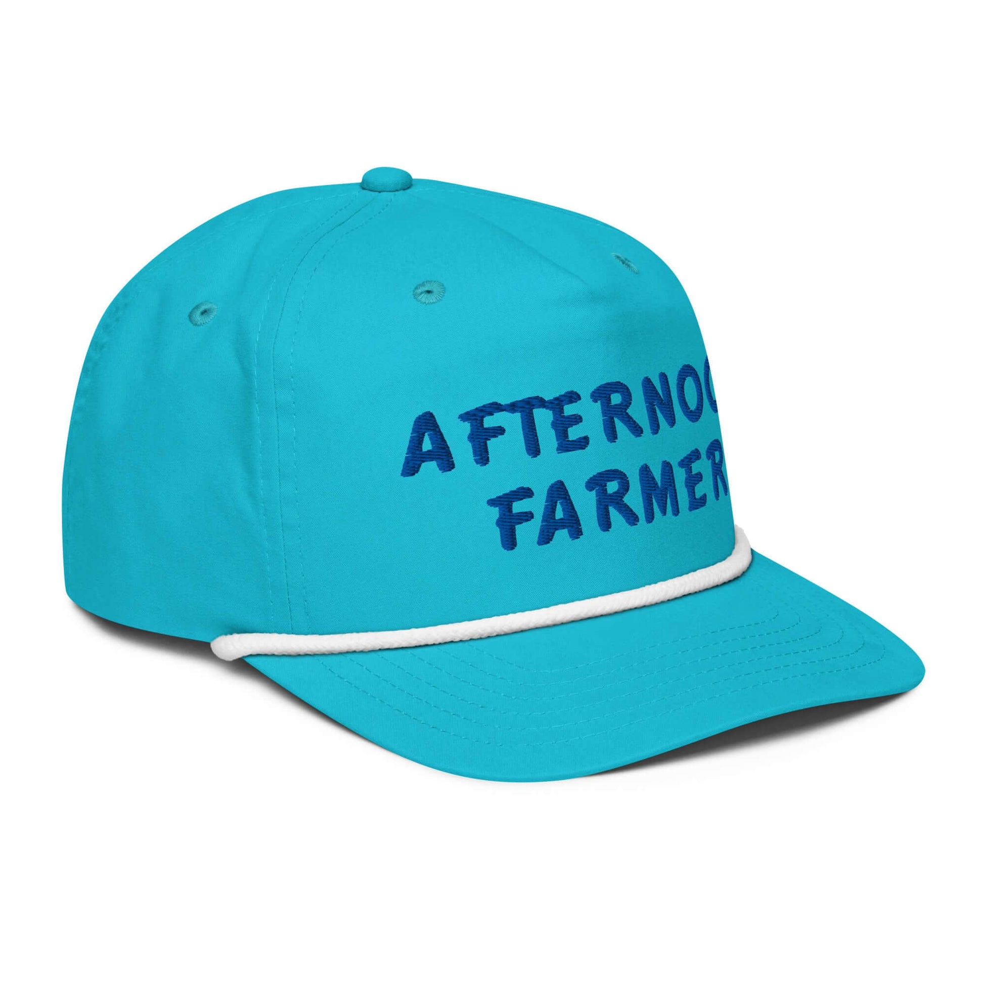“Afternoon Farmer” embroidery on Frankie Said Meow’s turquoise rope hat