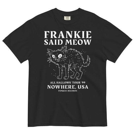 Frankie Said Meow Halloween Tour ’99 band tee with distressed spooky cat graphic.