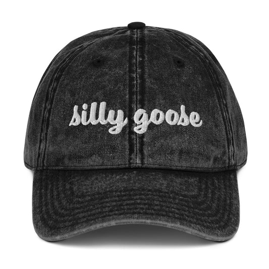 Frankie Said Meow “Silly Goose” embroidered dad hat in vintage cotton twill.